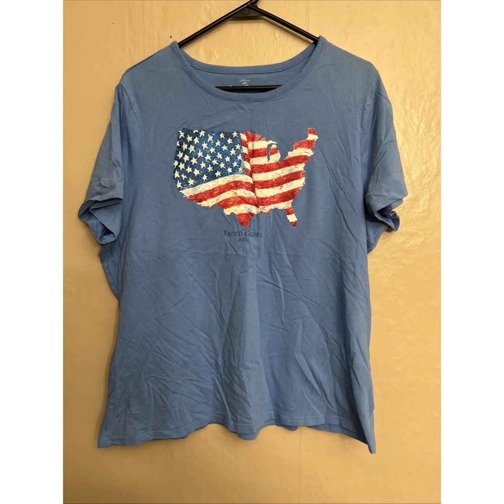 Lot 2 Summer Tops 3X Red White‎ Blue Short Sleeve - Picture 4 of 6